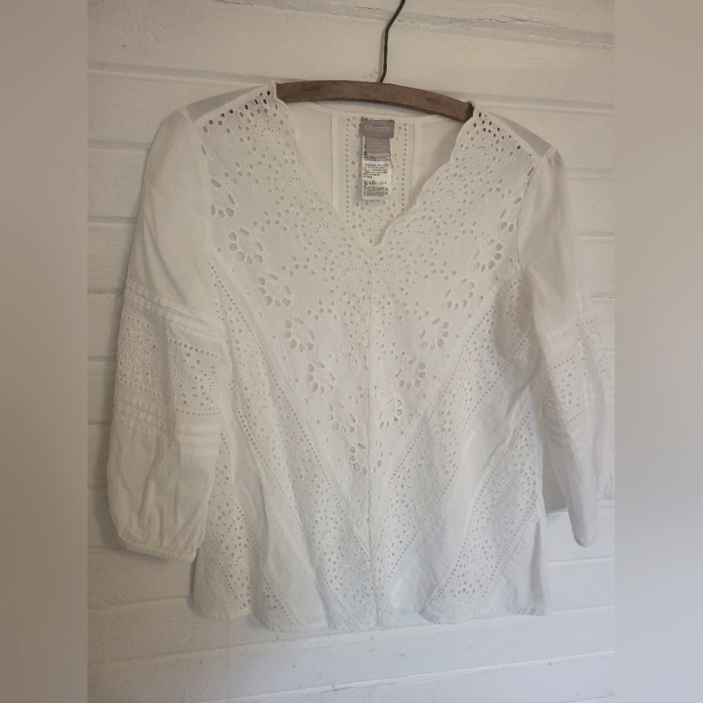 Chicos 00 Petite White Blouse